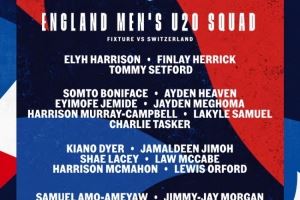 英格兰U20名单：海文、谢伊-莱西、塞特福德、沃特森在列